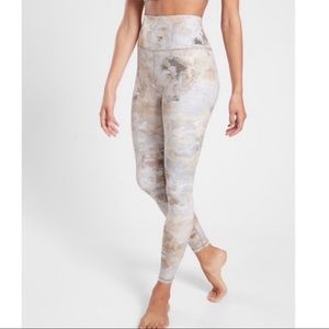 Athleta Elation Gilded Tight Leggings White Gold Marble